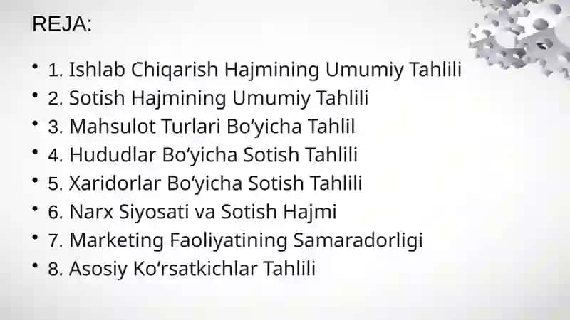 Xoʻjalik Yurituvchi Subyektlarining Mahsulot Ishlab Chiqarish va Sotish Hajmining Tahlili 2