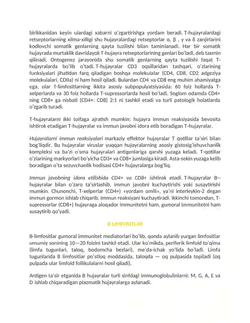 Immun tizim kasalliklari. HLA va uni kasalliklar bilan assotsiatsiyasi. Gipersezuvchanlik. 2