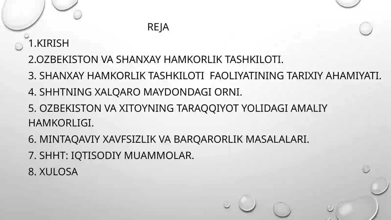Shanxay hamkorlik tashkiloti mavzusi 2