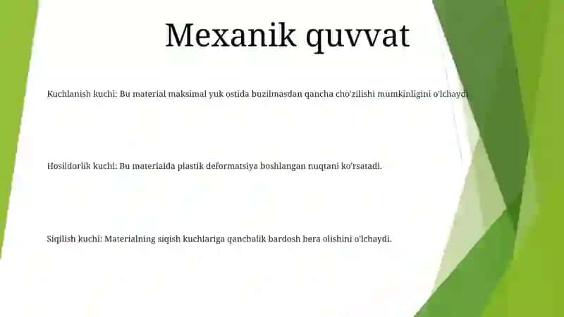 Materiallning Mustahkamlik Harakteristikalari 2