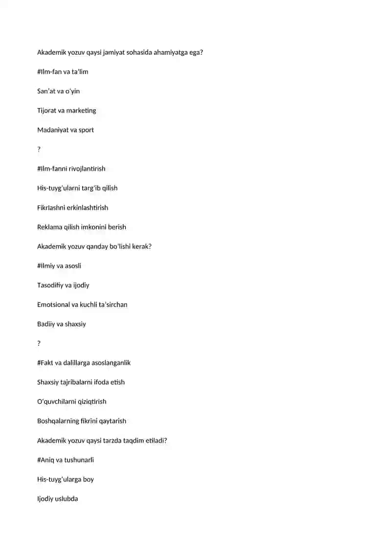 Akademik yozuvning asosiy xususiyati 2