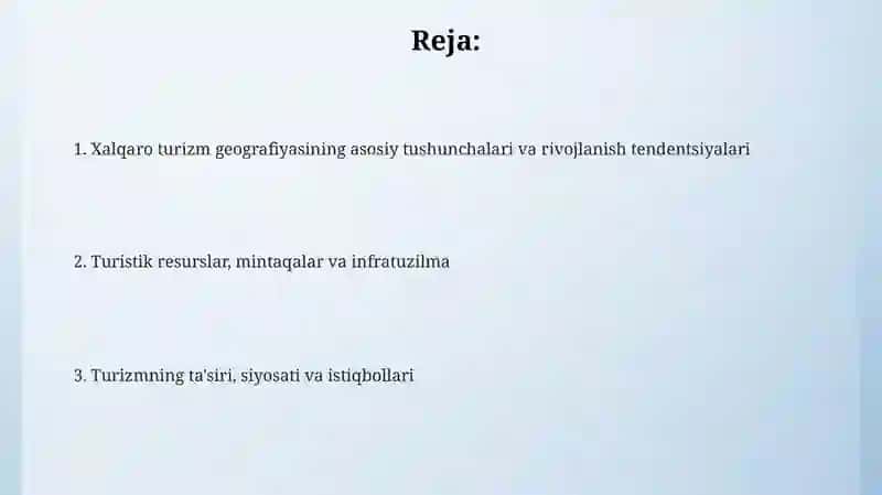 Xalqaro turizm geografiyasi 2