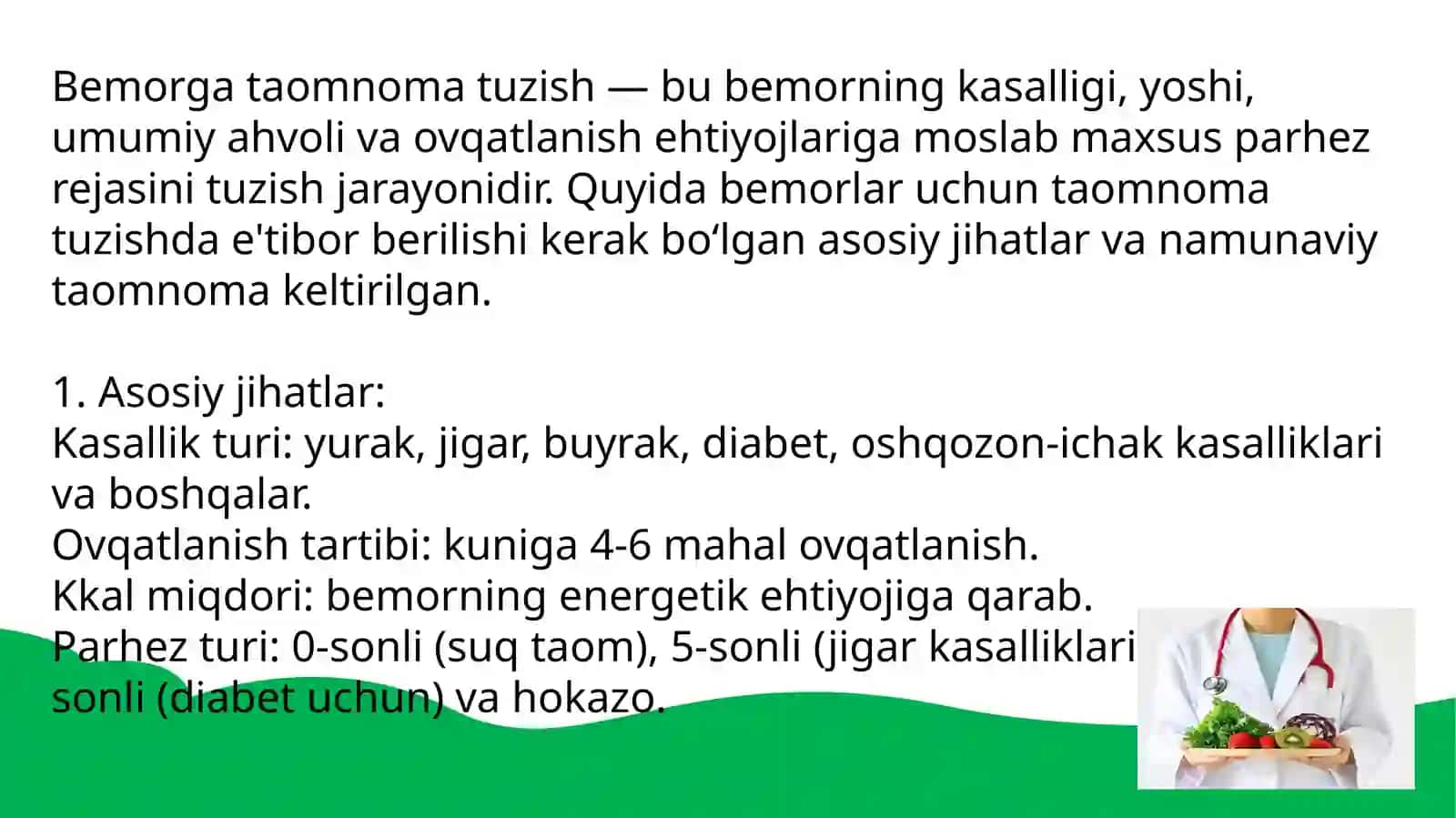 Bemorga taomnoma tuzish 2