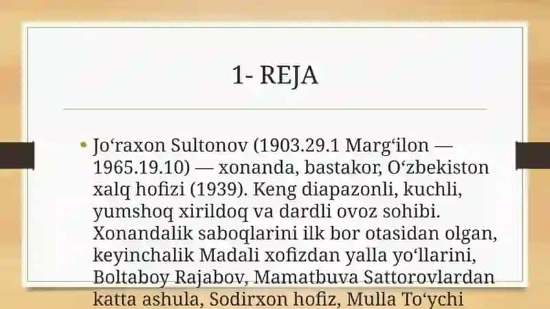 JORAXON SULTONOV, MAMURJON UZOQOV IJRO USLUBI 2