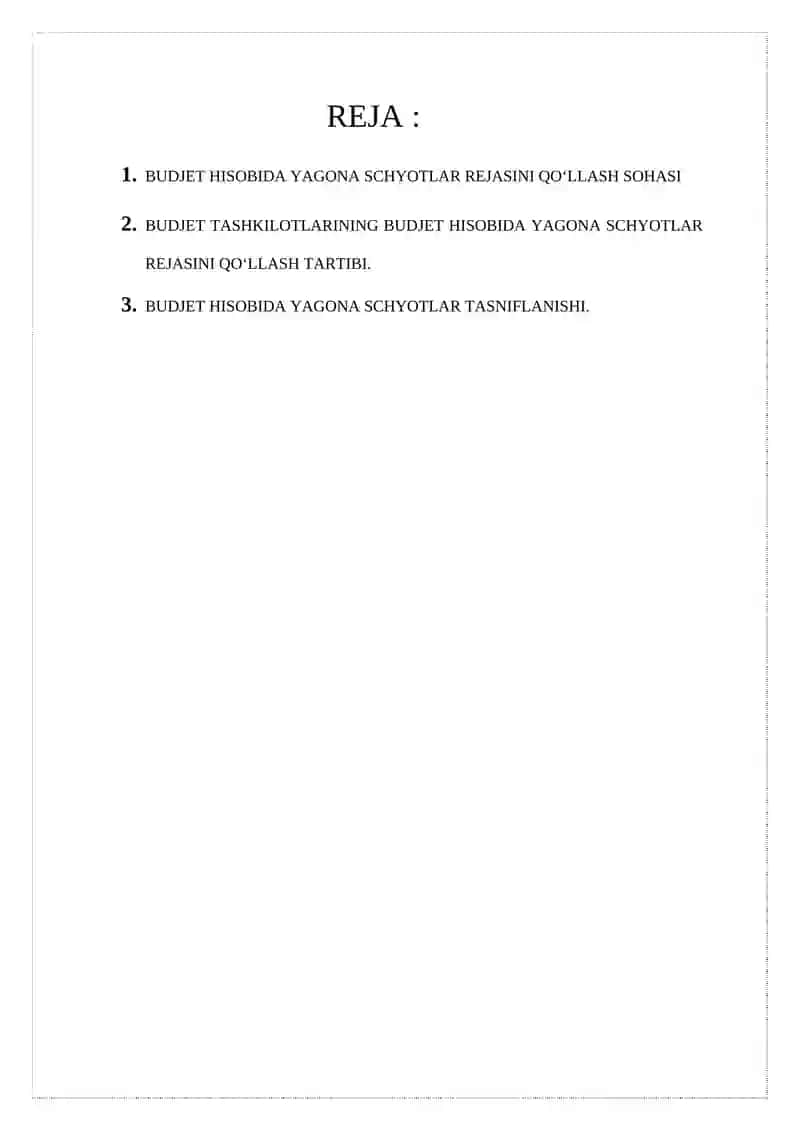 Budjet tashkilotlarining budjet hisobida yagona schyotlar rejasini qo‘llash tartibi 2