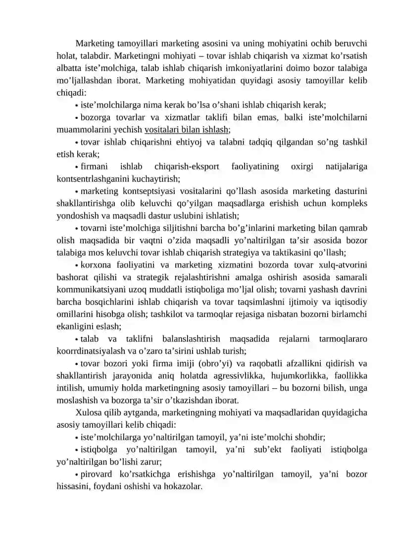 MARKYETING TAMOYILLARI, VAZIFALARI, FUNKSIYALARI VA TURLARI 2