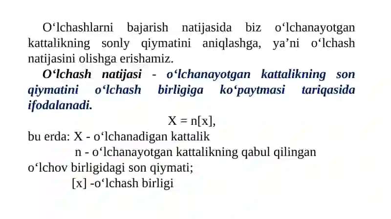 O‘LCHASH VOSITALARI, ULARNING ELEMENTLARIVAPARAMETRLARI 2