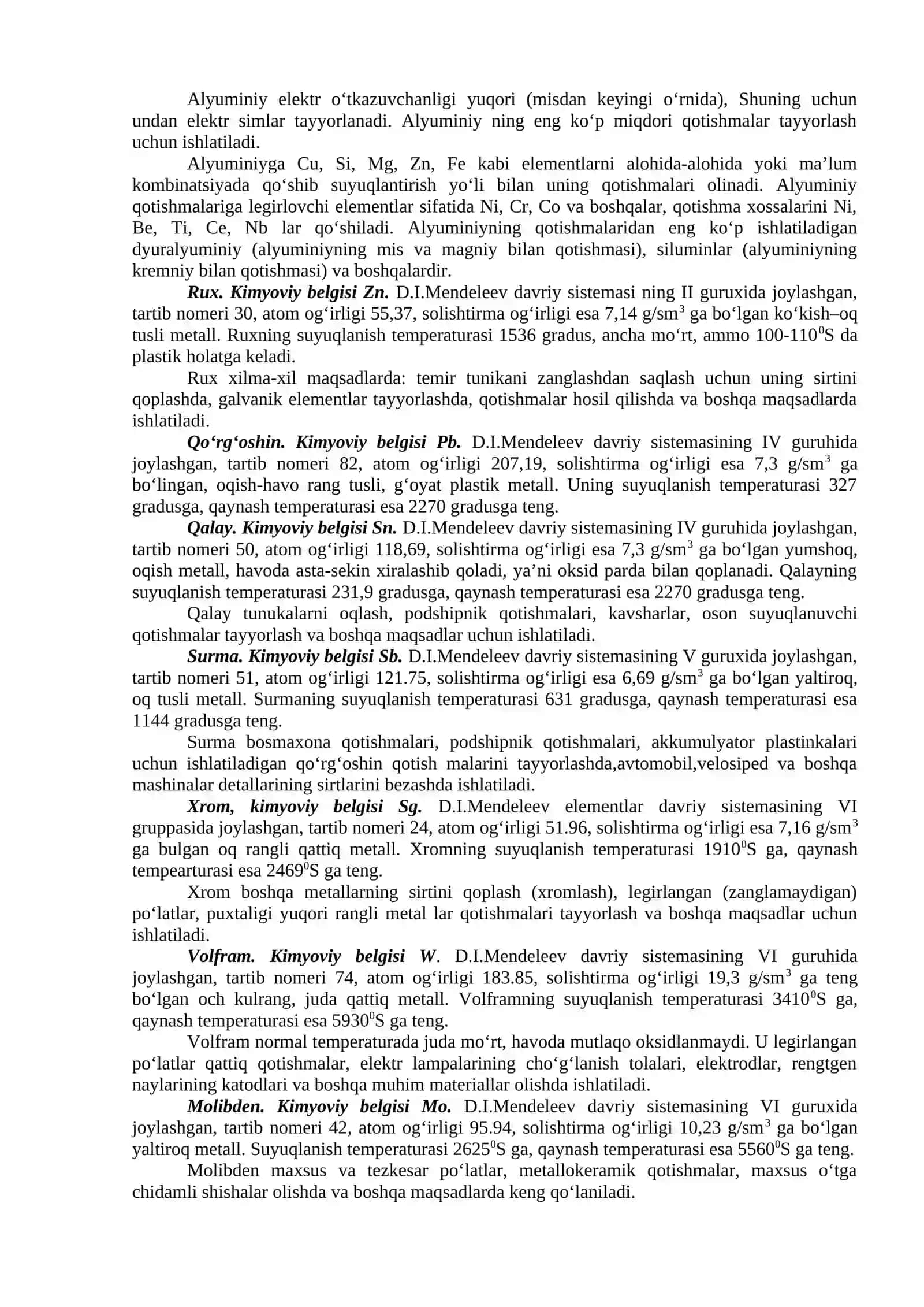 Metallar turlari 2