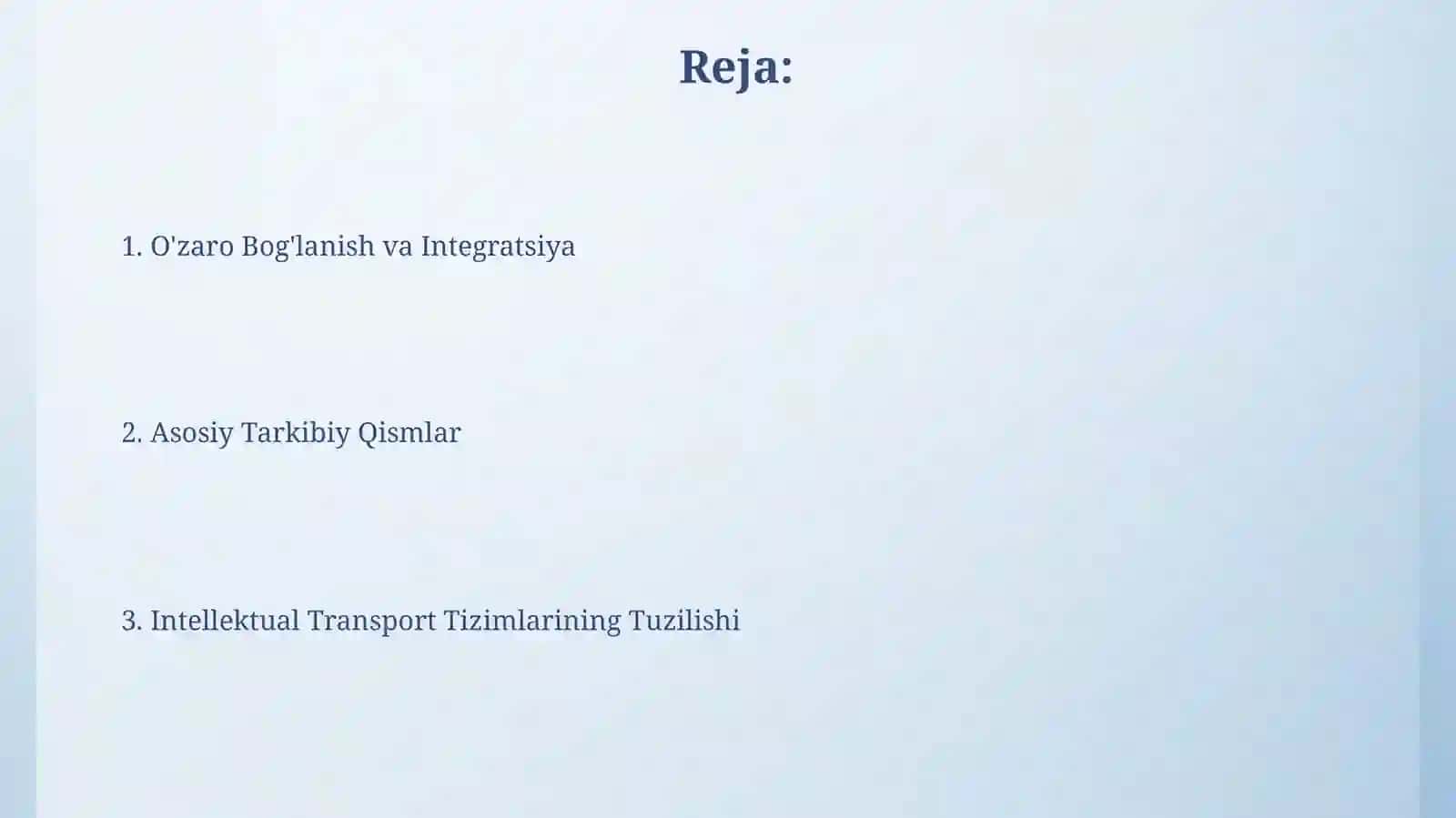 Intelektual transport tizimlarini tarkibiy tuzilishi 2