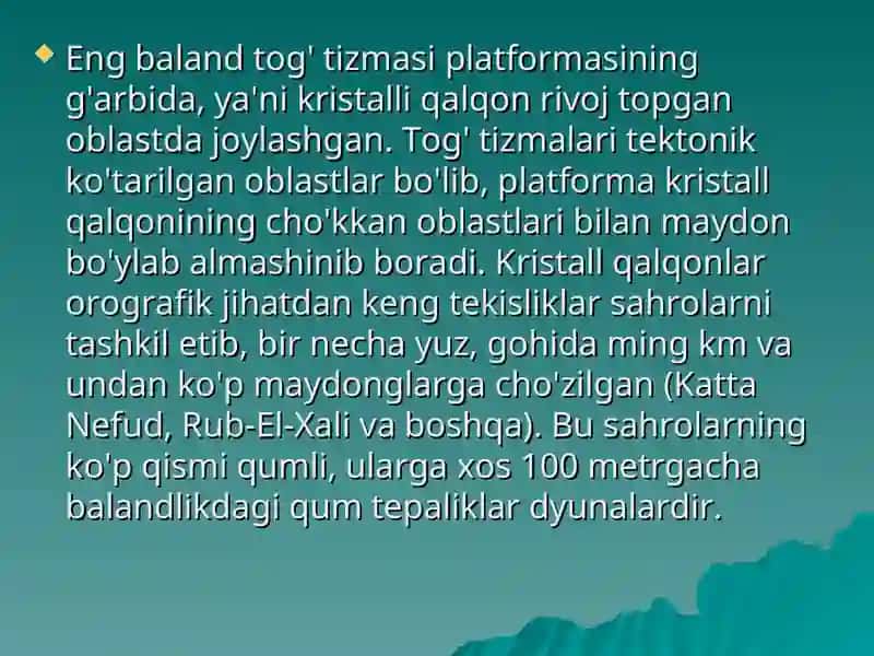 Yaqin Sharq va O'rta Osiyo geologiyasi va ularninshg litosfera plitasiagi o'rni 2