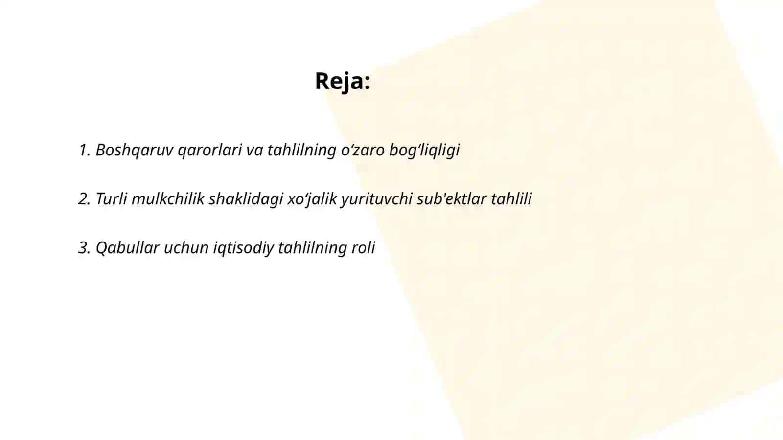 Turli mulkchilik shaklidagi xoʻjalik yurituvchi sub'ektlarda boshqaruv qarorlari qabul qilishda tahlilning ahamiyati 2