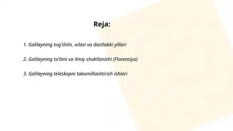 Galiley va Nyuton hayoti va ilmiy faoliyati 2