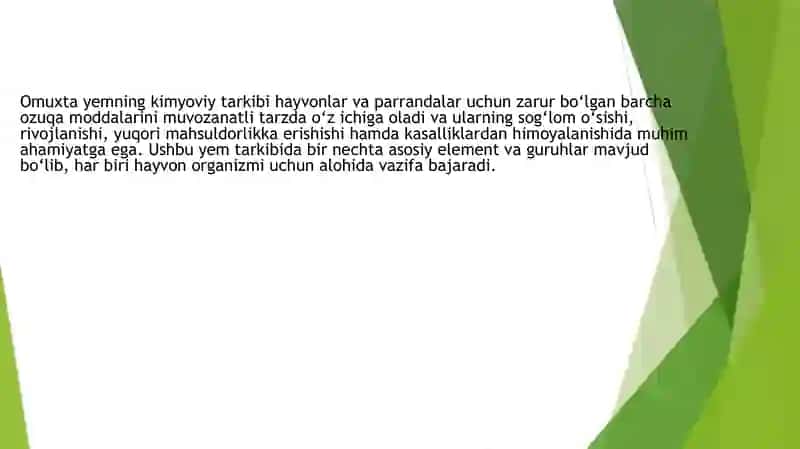Omixta Yem kimyoviy tarkibi 2
