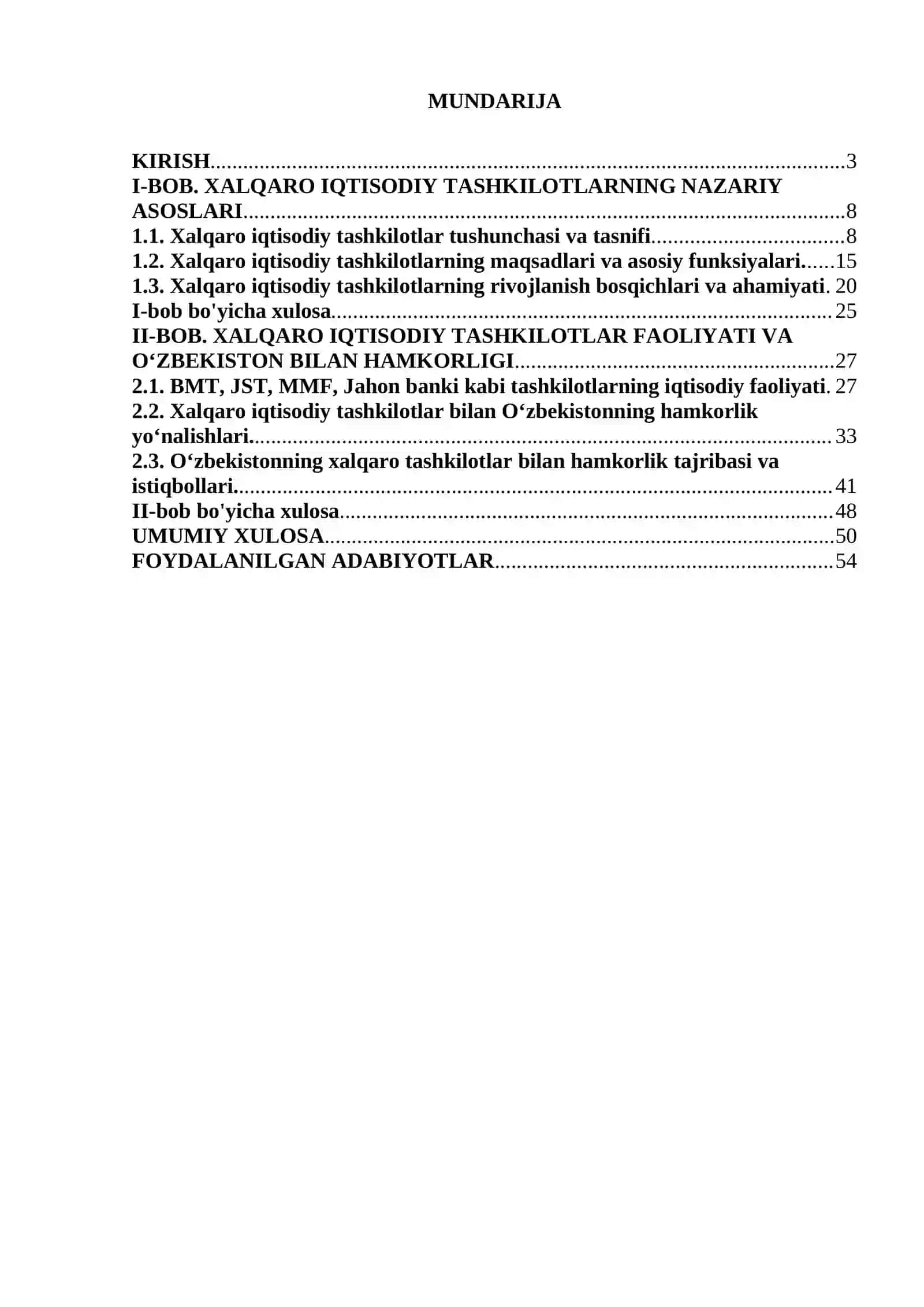 Xalqaro iqtisodiy tashkilotlar va ularning faoliyati 2