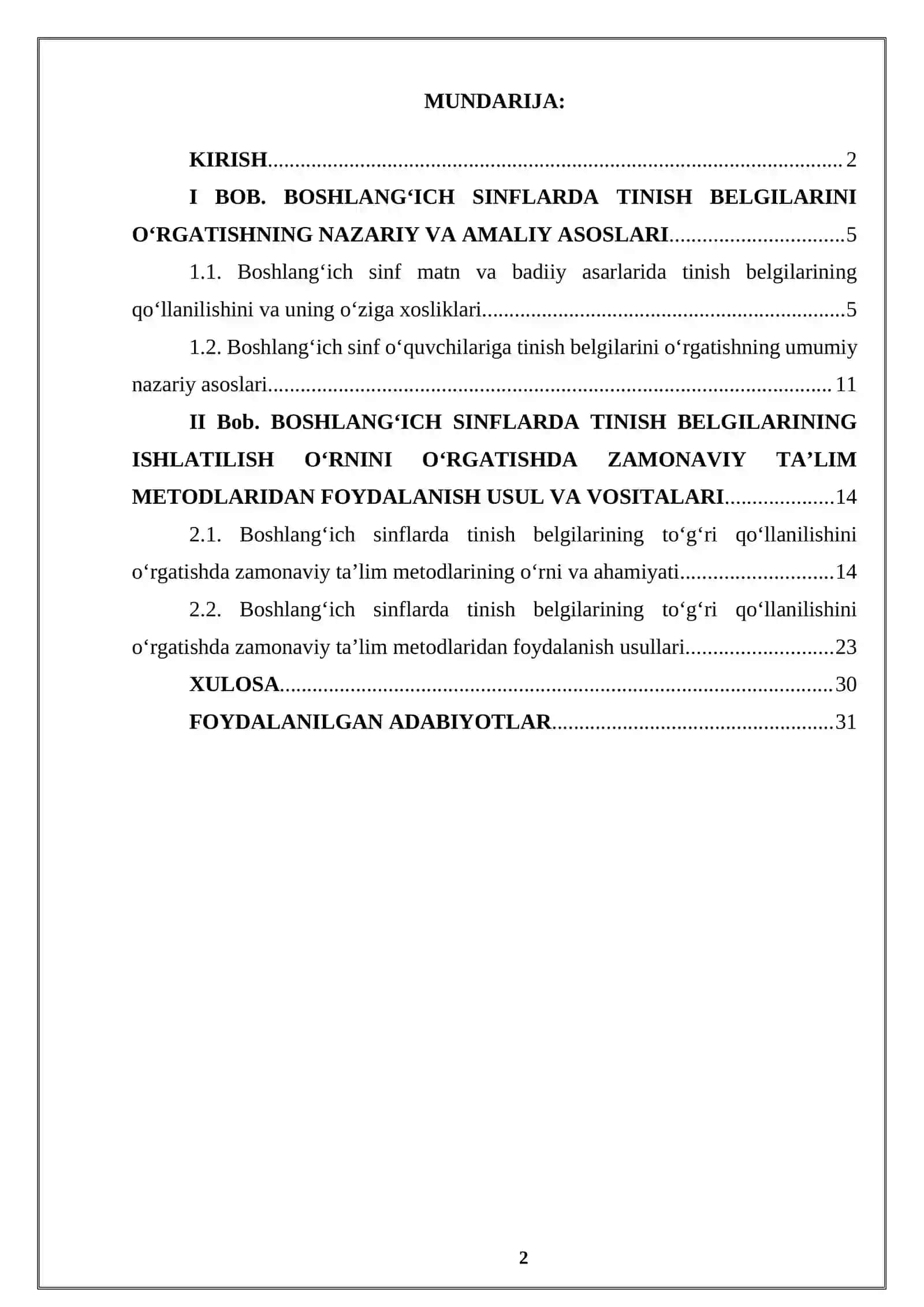 BOSHLANG’INCH SINFLARDA MATN VA BADIIY ASARLARDA TINISH BELGILARINING ISHLATILISH O’RNI 2