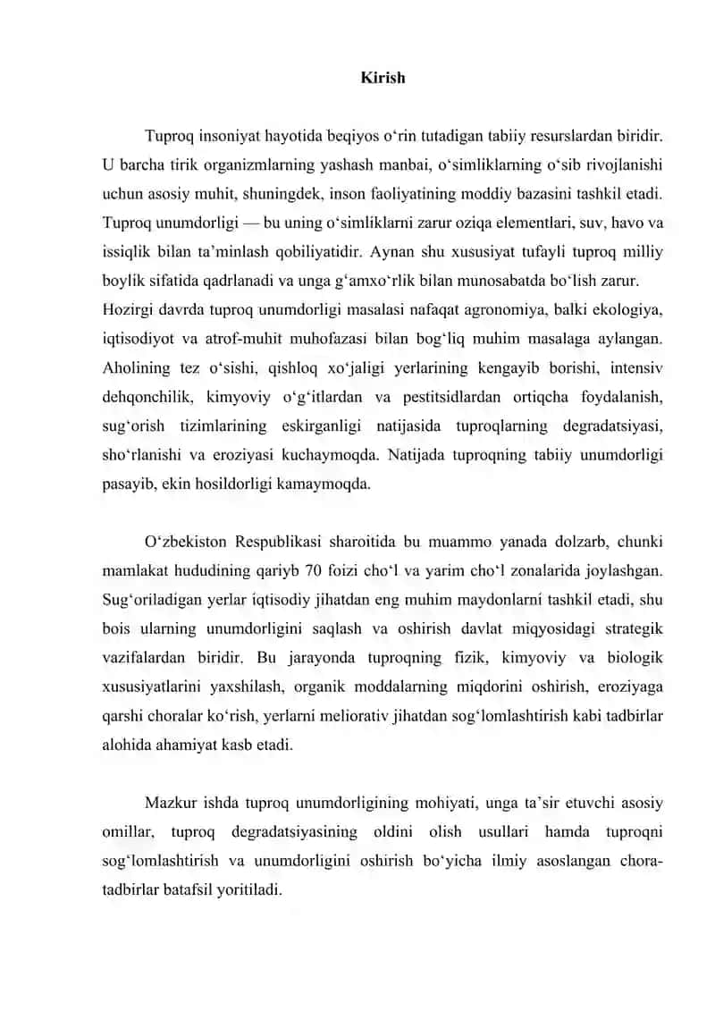 Tuproq unumdorligi va uni oshirish chora-tadbirlari 2