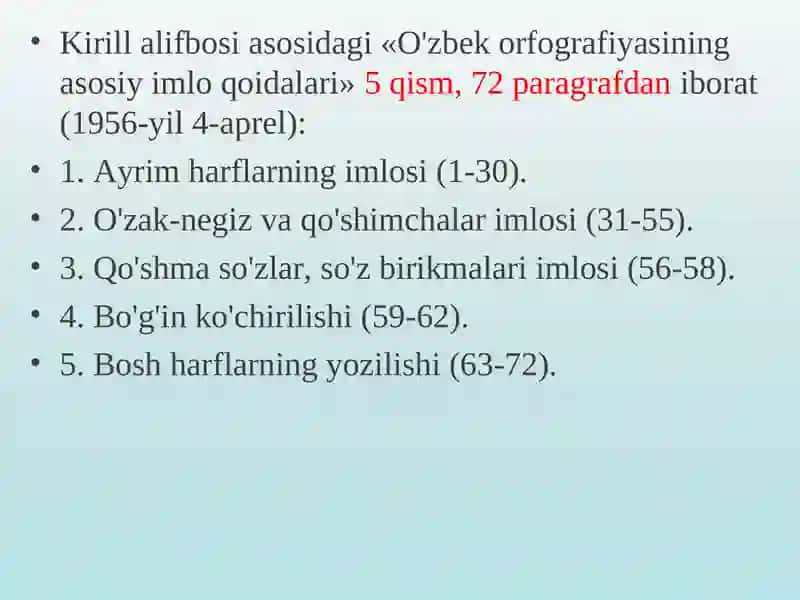 O‘zbek tilining krill va lotin yozuvi imlo qoidalari 2