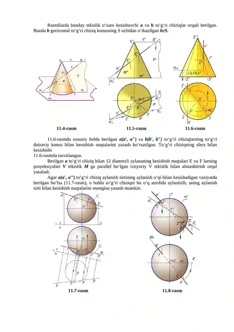 SIRTLARNING TEKISLIK VA TOʻGʻRI CHIZIQLAR BILAN KESISHUVI 2