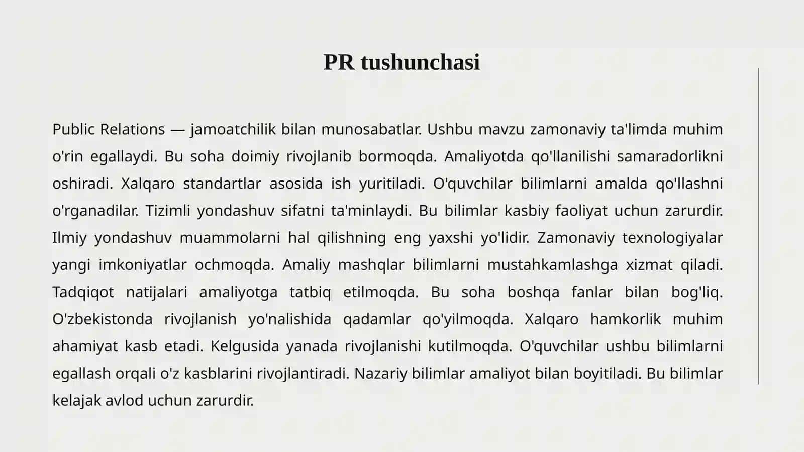 PR tushunchasi 2