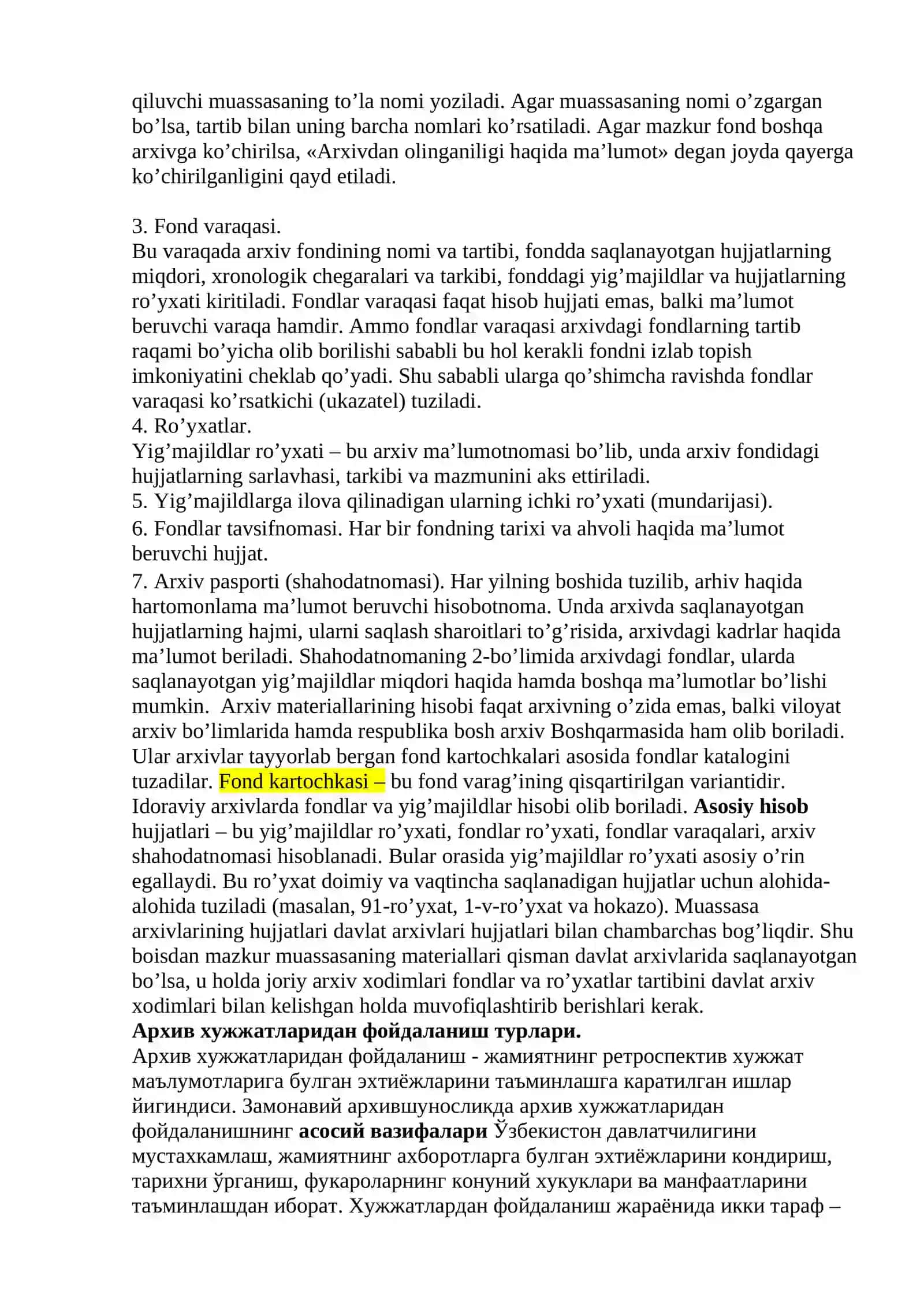 Arxiv hujjatlarini jamlash, saqlash va ulardan foydalanish 2
