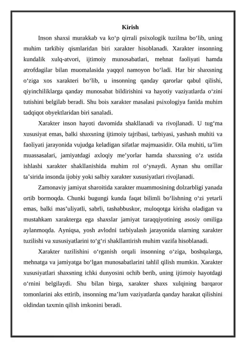 Xarakter tuzilishi va xususiyatlari 2
