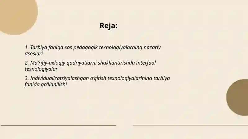 Tarbiya fanini o’qitishda talim texnologiyalarining o’ziga xosliklari 2