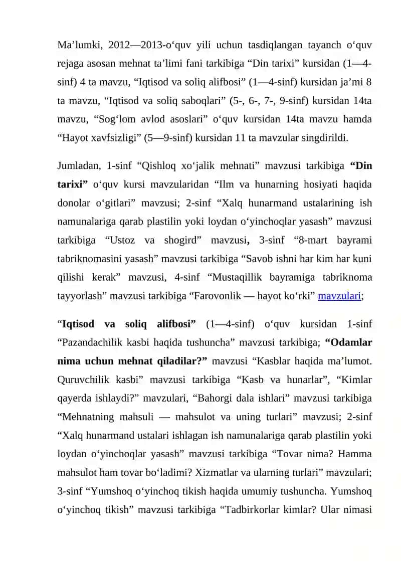 MEHNAT TA'LIMI OʻQITUVCHSINING OʻZIGA XOS XUSUSIYATLARINI OʻRGANISH 2