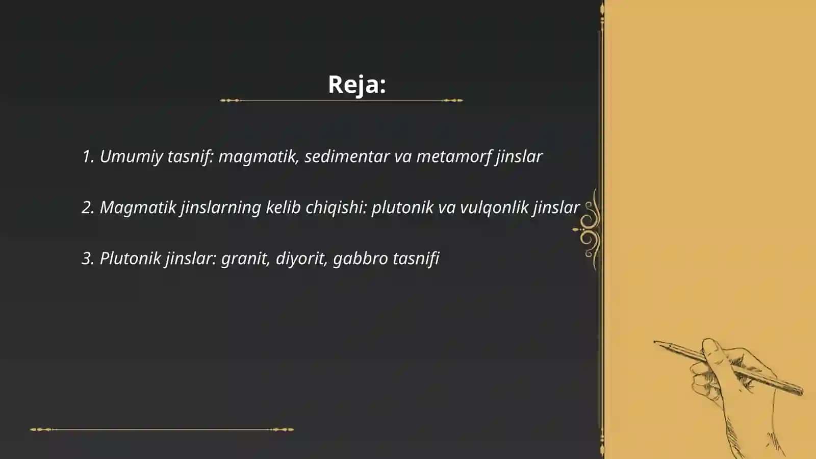 Tog‗ jinslarining kelib chiqishi bo‗yicha tasnifi 2