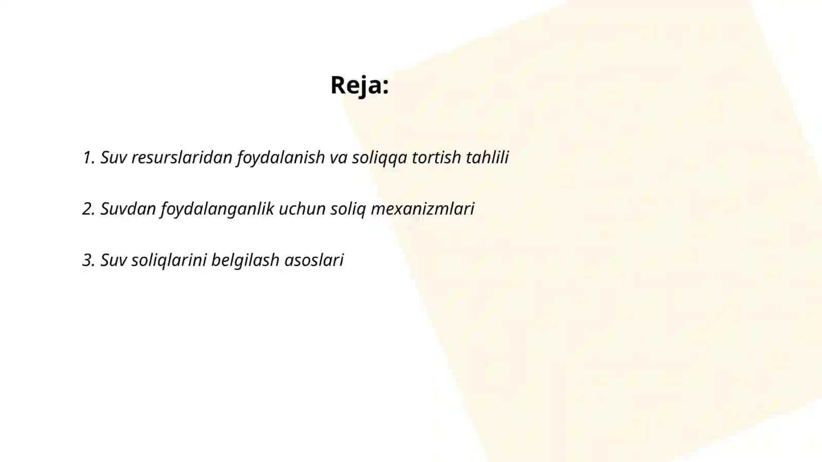 Suv resurslaridan foydalanish va soliqqa tortish tahlili 2