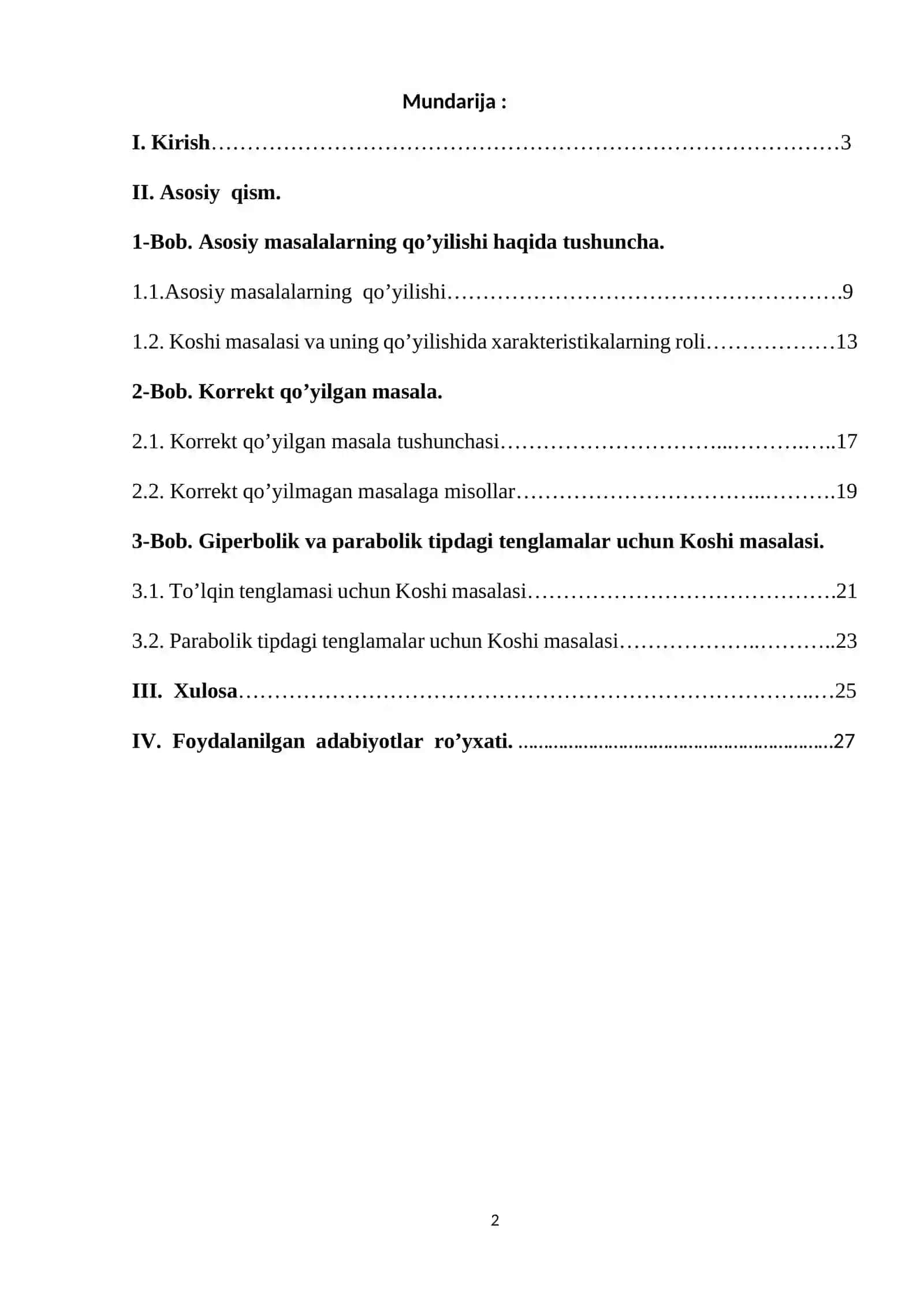 Koshi masalasi va uning qo’yilishida xarakteristikalarning roli 2
