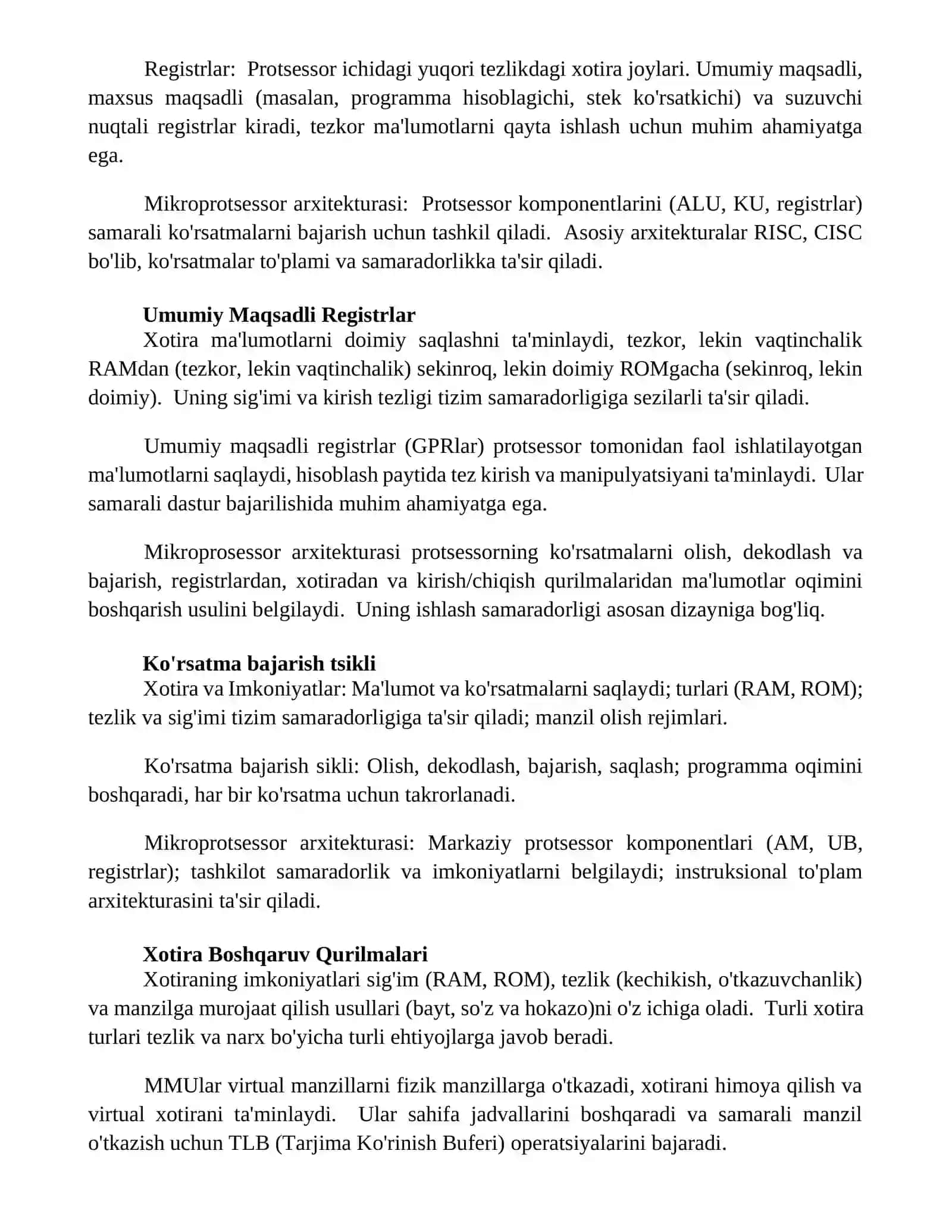 Mikroprotsessorlar tuzilishi va imkoniyatlari 2