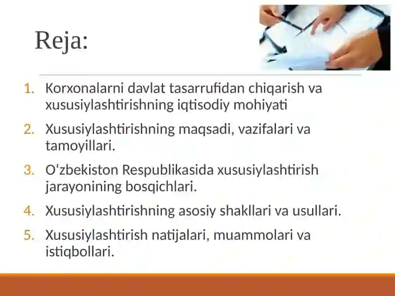 Davlat tasaarrufidan korxonalarni chiqarish va xususiylashtirish 2