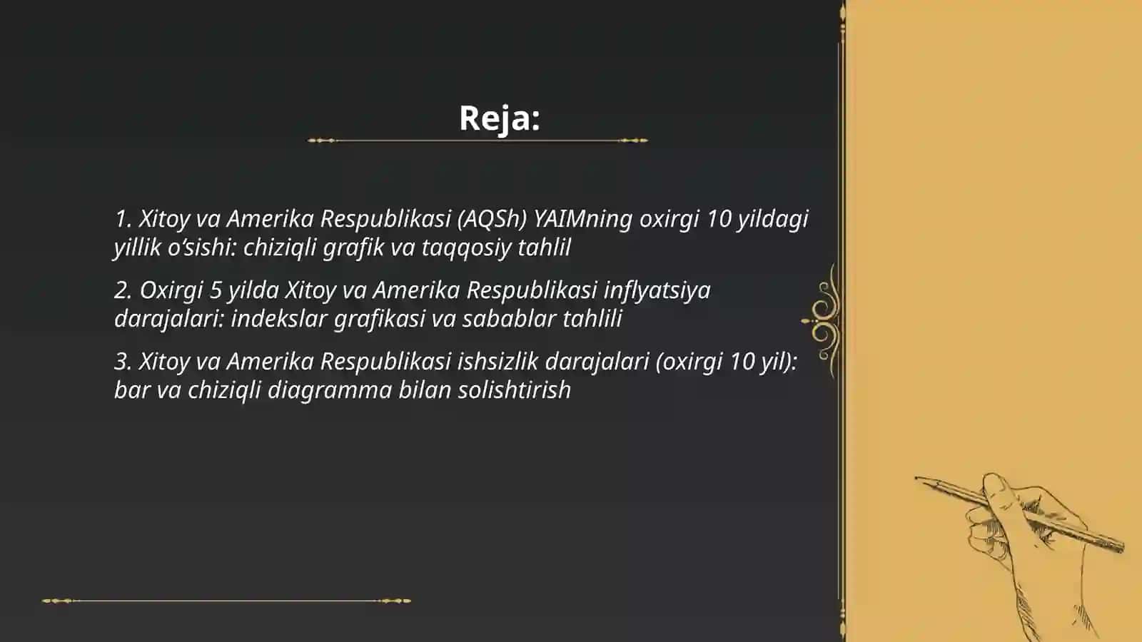 Xitoy va Amerika Respublikasi oxirgi 5-10 yillik YAIM 2