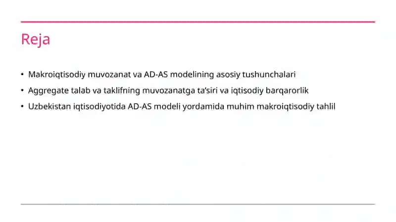 AD-AS modelida makroiqtisodiy muvozanat. 2