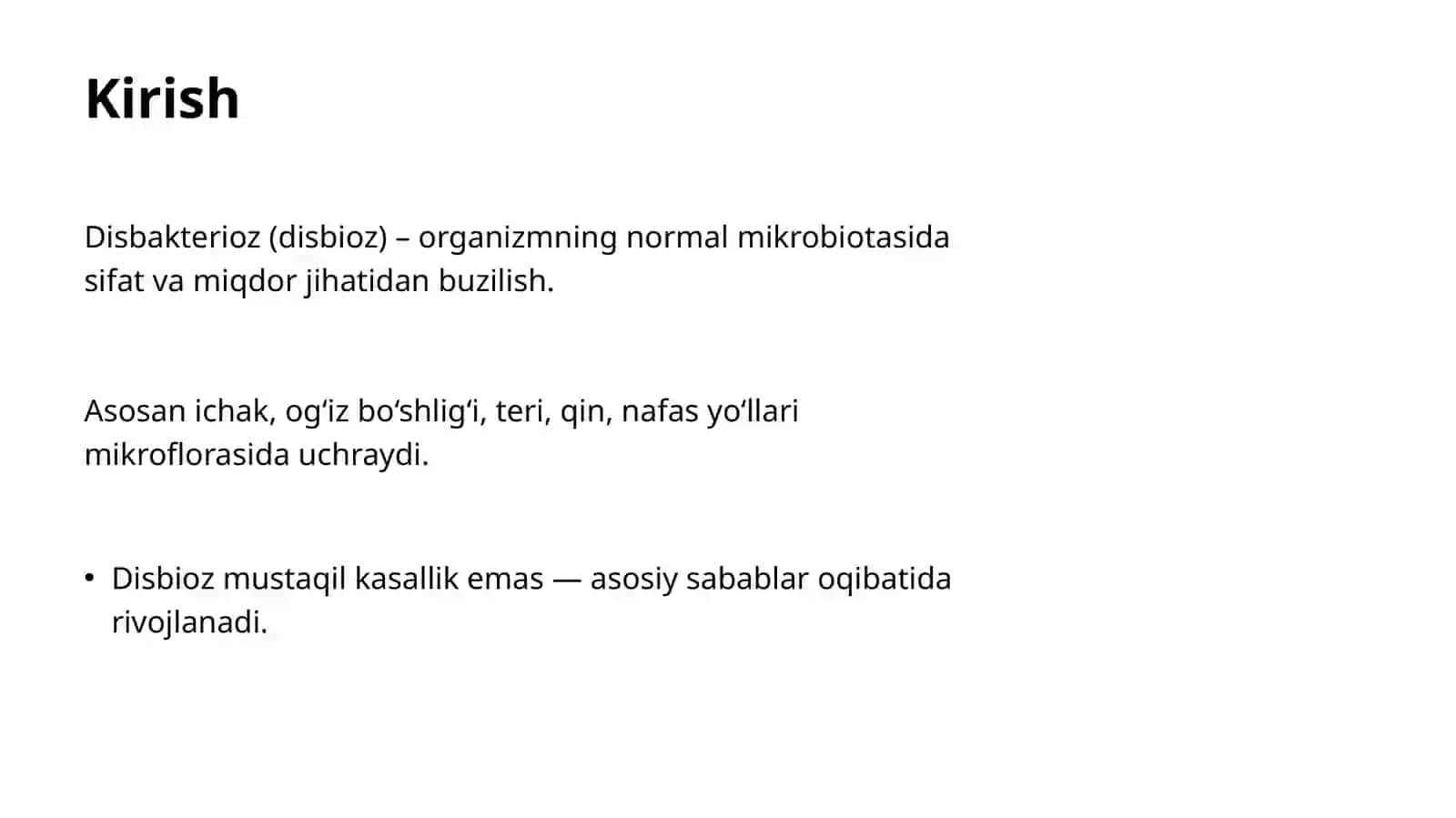 Disbakterioz, disbioz kelib chiqishida qatnashuvchi omillar. Disbakterioz, disbiozlarga bakteriologik tashxis qo'yish usullari 2