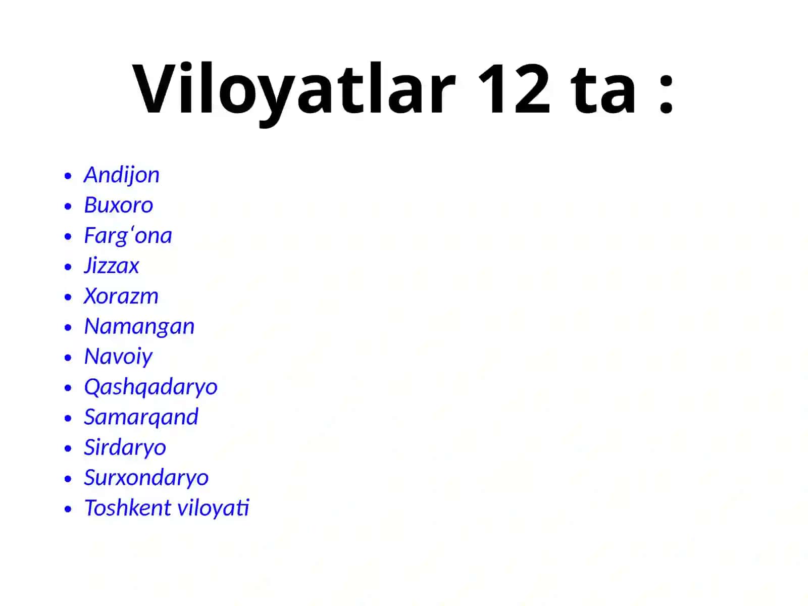 O'zbekiston Respublikasi Ma'muriy Hududiy Tuzilishi 2