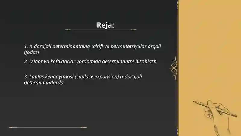 n-darajali determinantlar 2