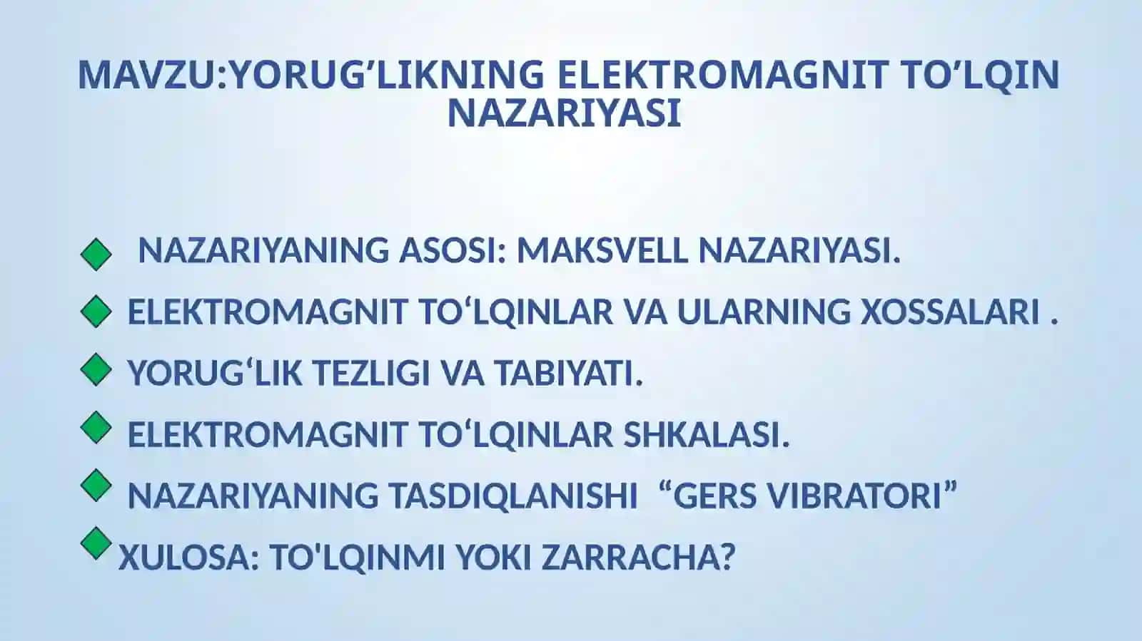 FIZIKA 2 FANIDAN TAYYORLAGAN TAQDIMOT 2