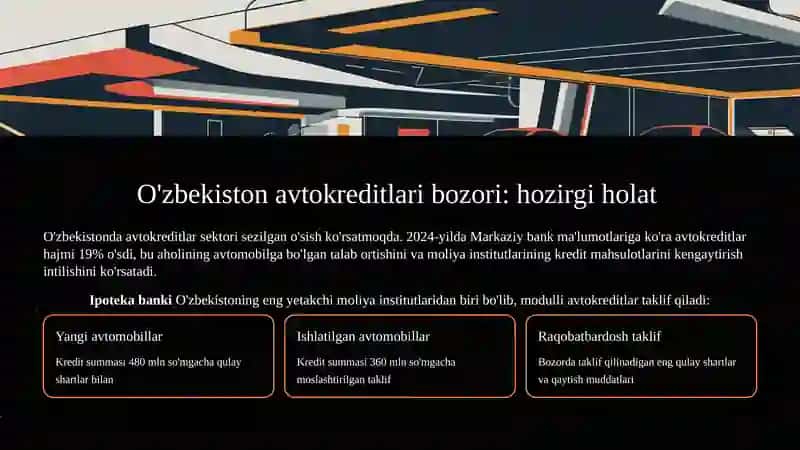Avtokreditlari bozori: rivojlanish tendensiyalari va imkoniyatlari haqida 11 talik slayd 2