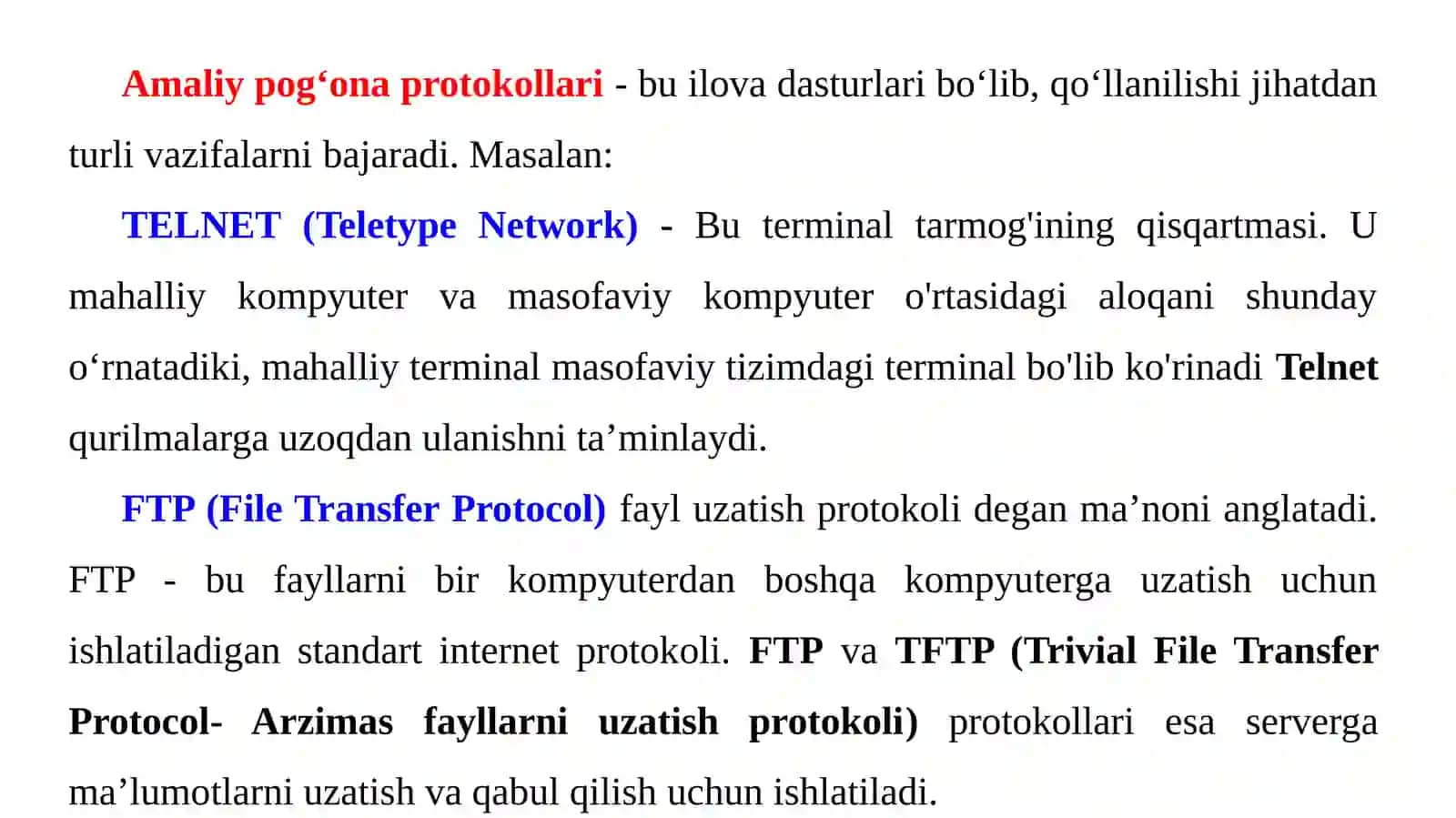 AMALIY POG‘ONA PROTOKOLLARI VA XIZMATLARI 2