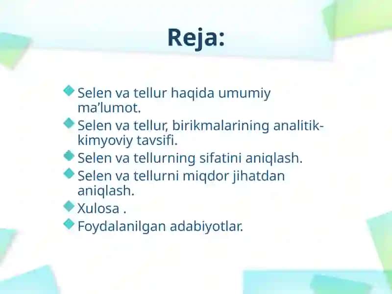 SELEN BIRIKMALARI, OLINISHI VA XOSSALARI. ULARNING TIBBIYOT VA FARMATSEVTIKADAGI AHAMIYATI 2