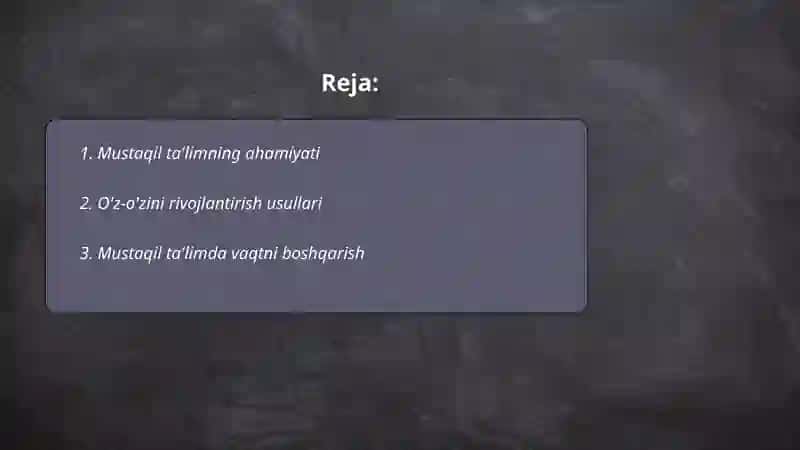 Mustaqil ta'limning ahamiyati 2