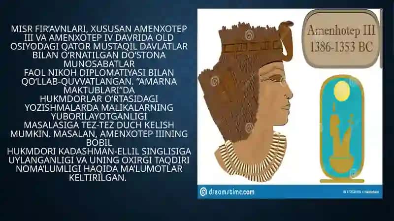 Qadimgi MISR DIPLOMATIYASIDA SULOLAVIY NIKOHLAR 2