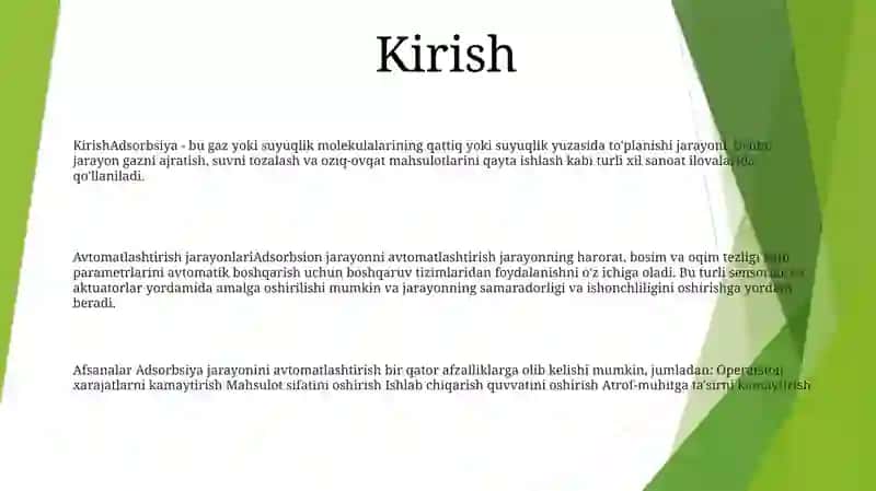 Adsorbsiya Jarayonini Avtomatlashtirish 2