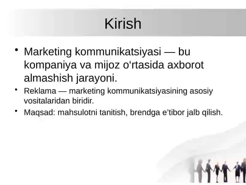 REKLAMA — MARKETING KOMMUNIKATSIYASI VOSITASI SIFATIDA 2
