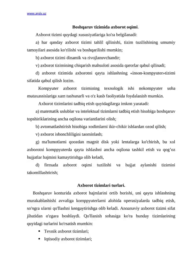 Axborot Tizimlarini Tadbiq Etish 2