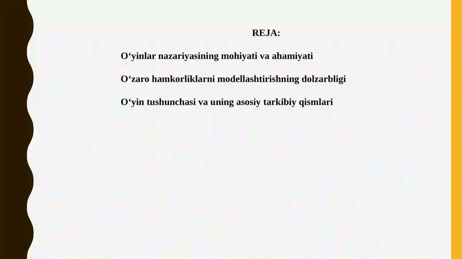 O‘YINLAR NAZARIYASI VA O‘ZARO HAMKORLIKLARNI MODELLASHTIRISH 2