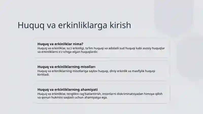 Inson hamda fuqaroning huquq va erkinliklarini kafolatlari.fuqarolarning burchlari 2