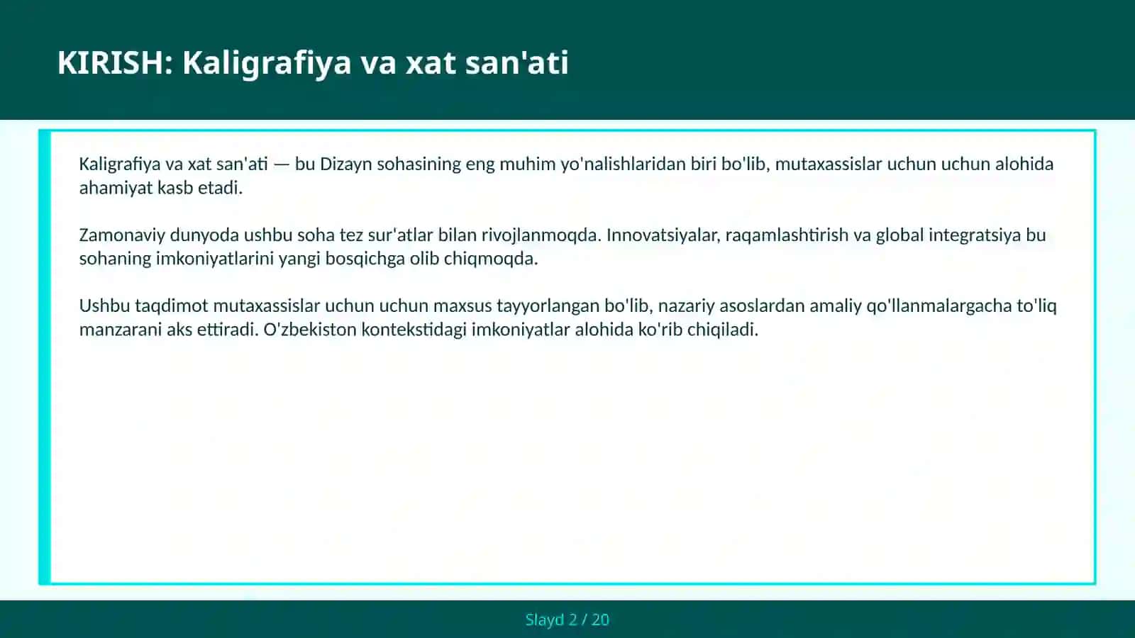 KALIGRAFIYA VA XAT SAN'ATI 2