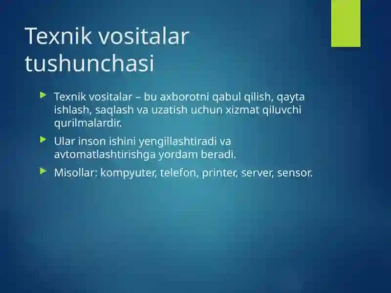 TEXNIK VOSITALARNING RIVOJLANISH TENDENSIYALARI 2